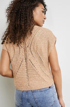 Warm Sand Openwork Pattern Short Sleeve Jumper