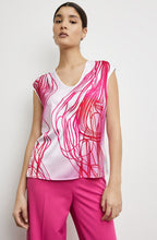 White and Pink Abstract Satin Front Top