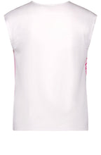 White and Pink Abstract Satin Front Top