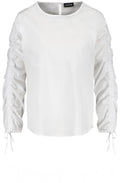 White Gathered Sleeve Blouse