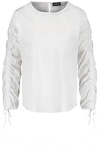 White Gathered Sleeve Blouse