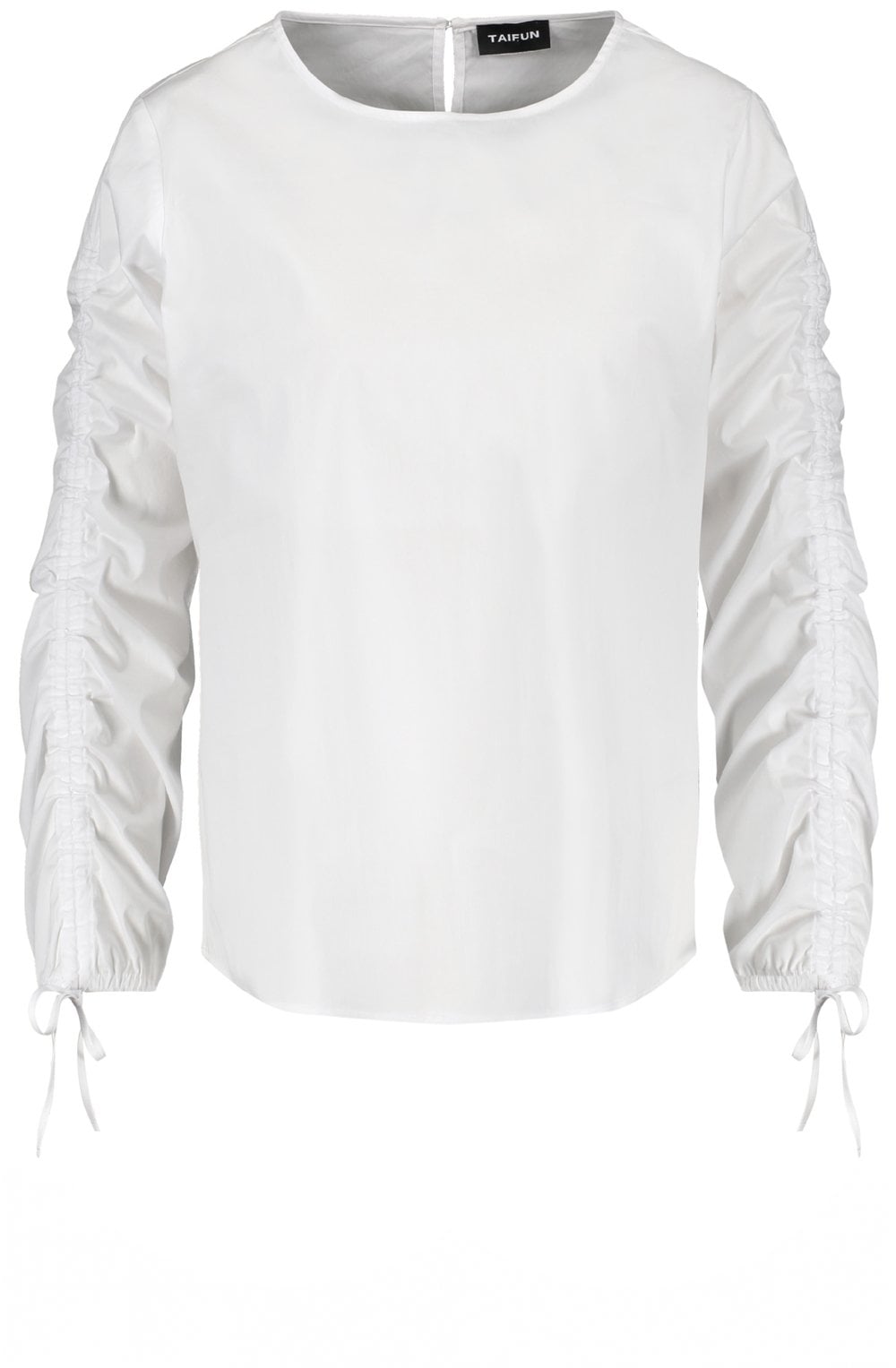 White Gathered Sleeve Blouse