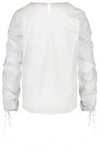 White Gathered Sleeve Blouse