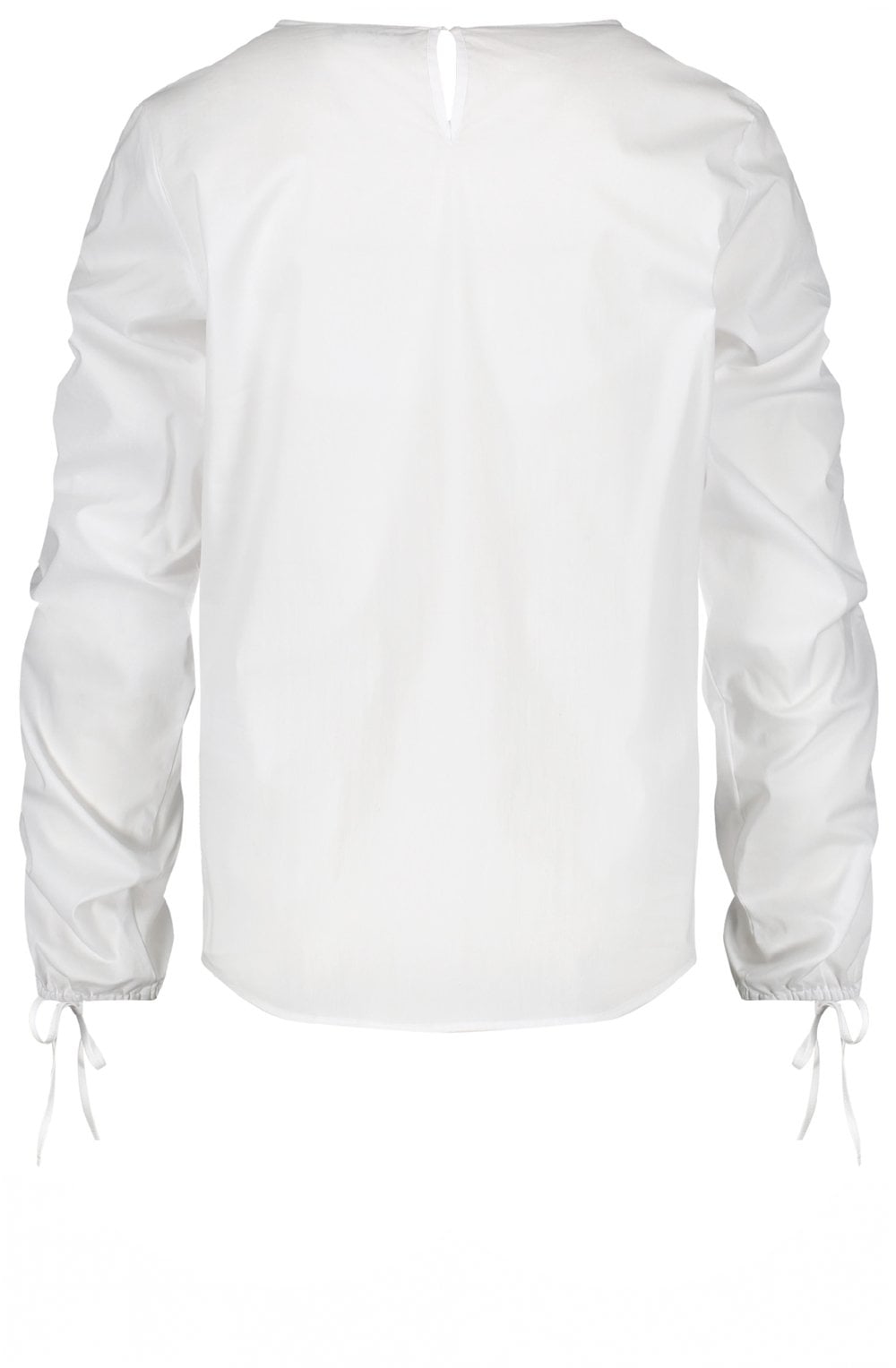 White Gathered Sleeve Blouse