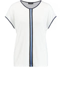 White Jersey Navy Edged Top