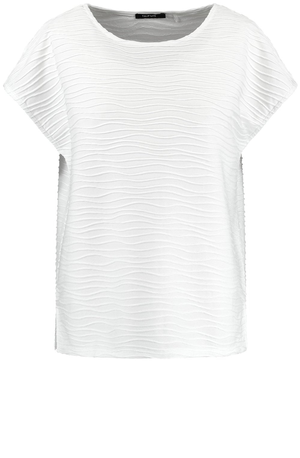 White Textured Jersey Top