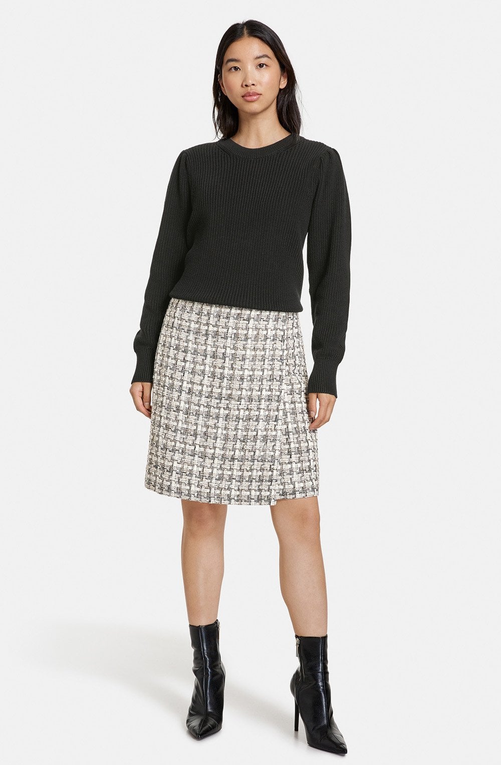 Wrap Over Effect Woven Check Skirt
