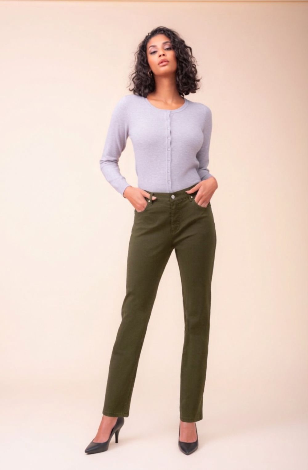 Khaki Straight Leg Jeans