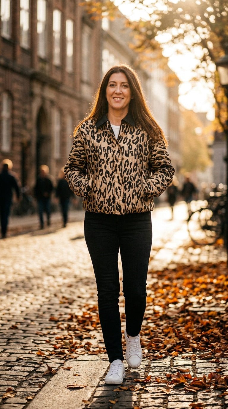 Gold and Black Leopard Oversized Quilted Jacket