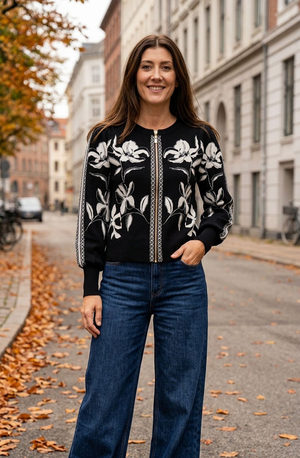 Black & White Floral Print Cardigan