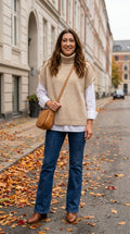 Sand Roll Neck Knit Slipover