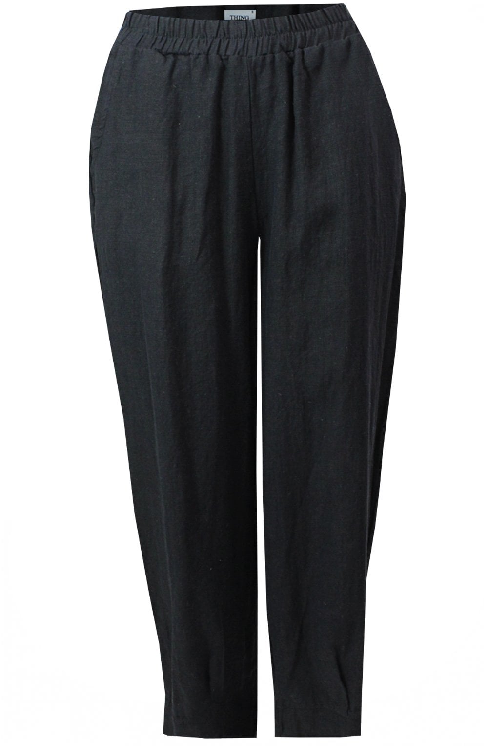 Black Linen Ankle Length Trousers