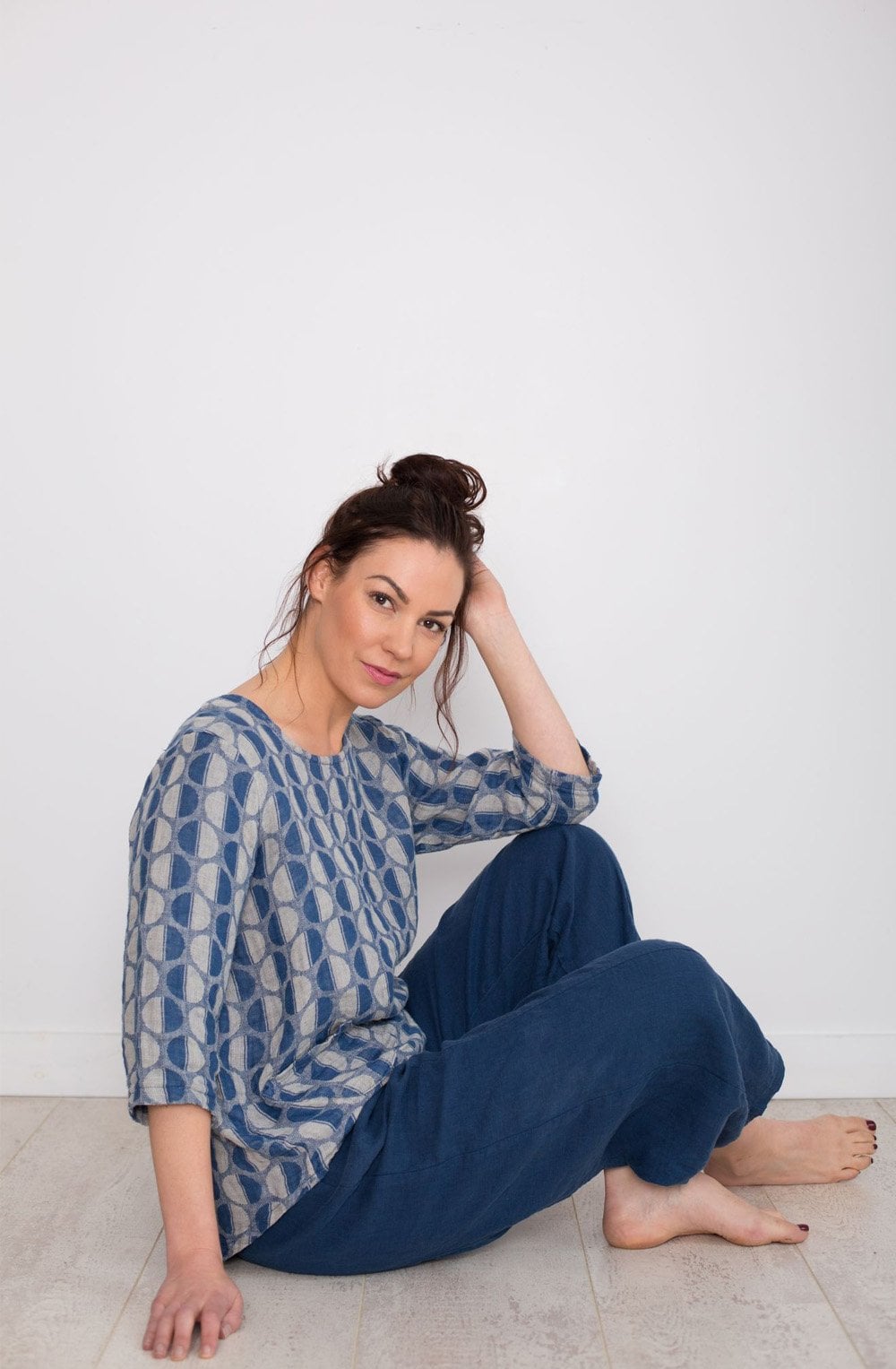 Circular Print Linen Top