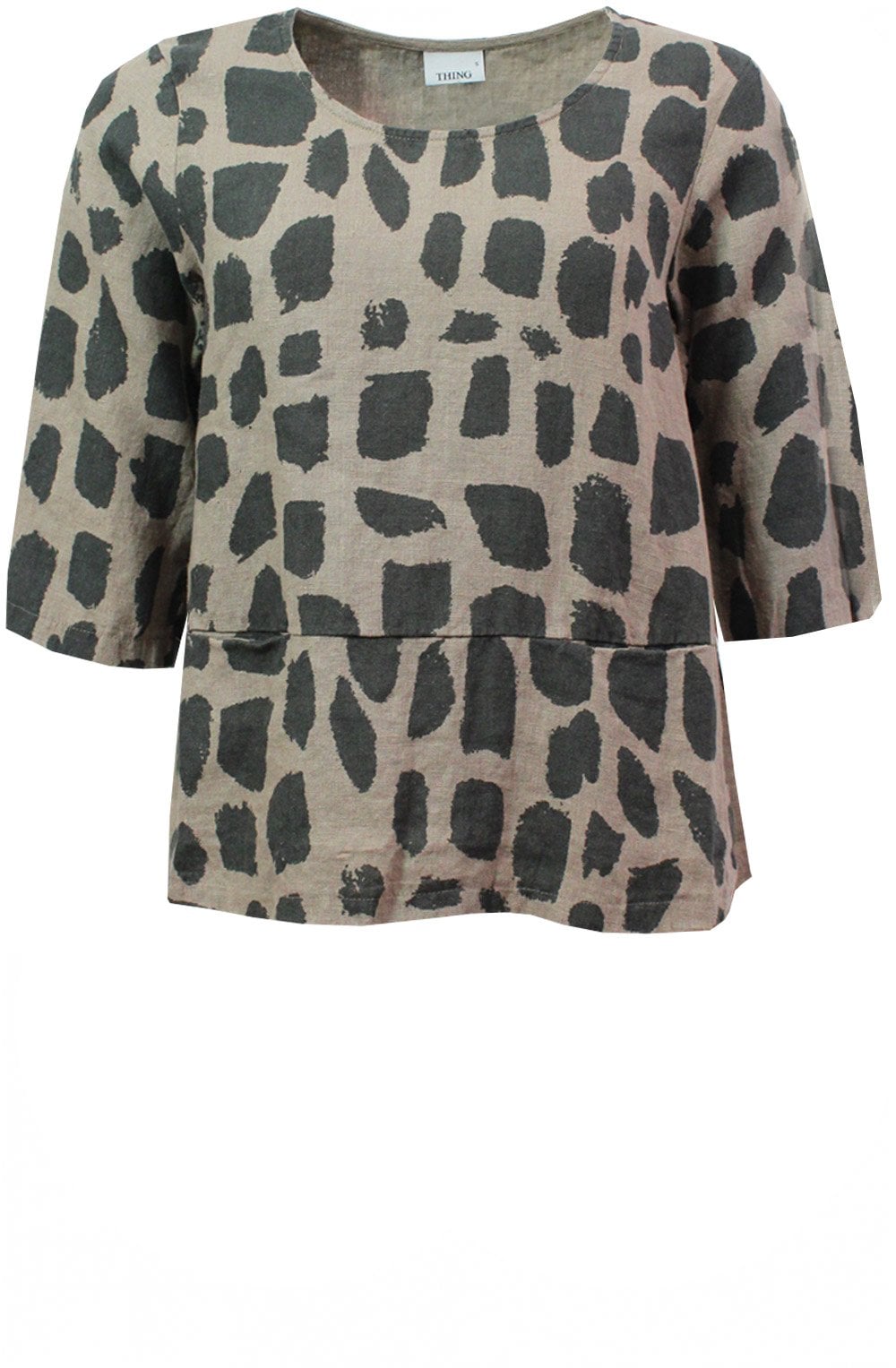 Earth Spot Print Linen Top