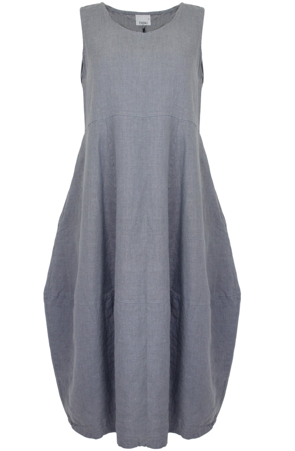 Grey Linen Sleeveless Dress