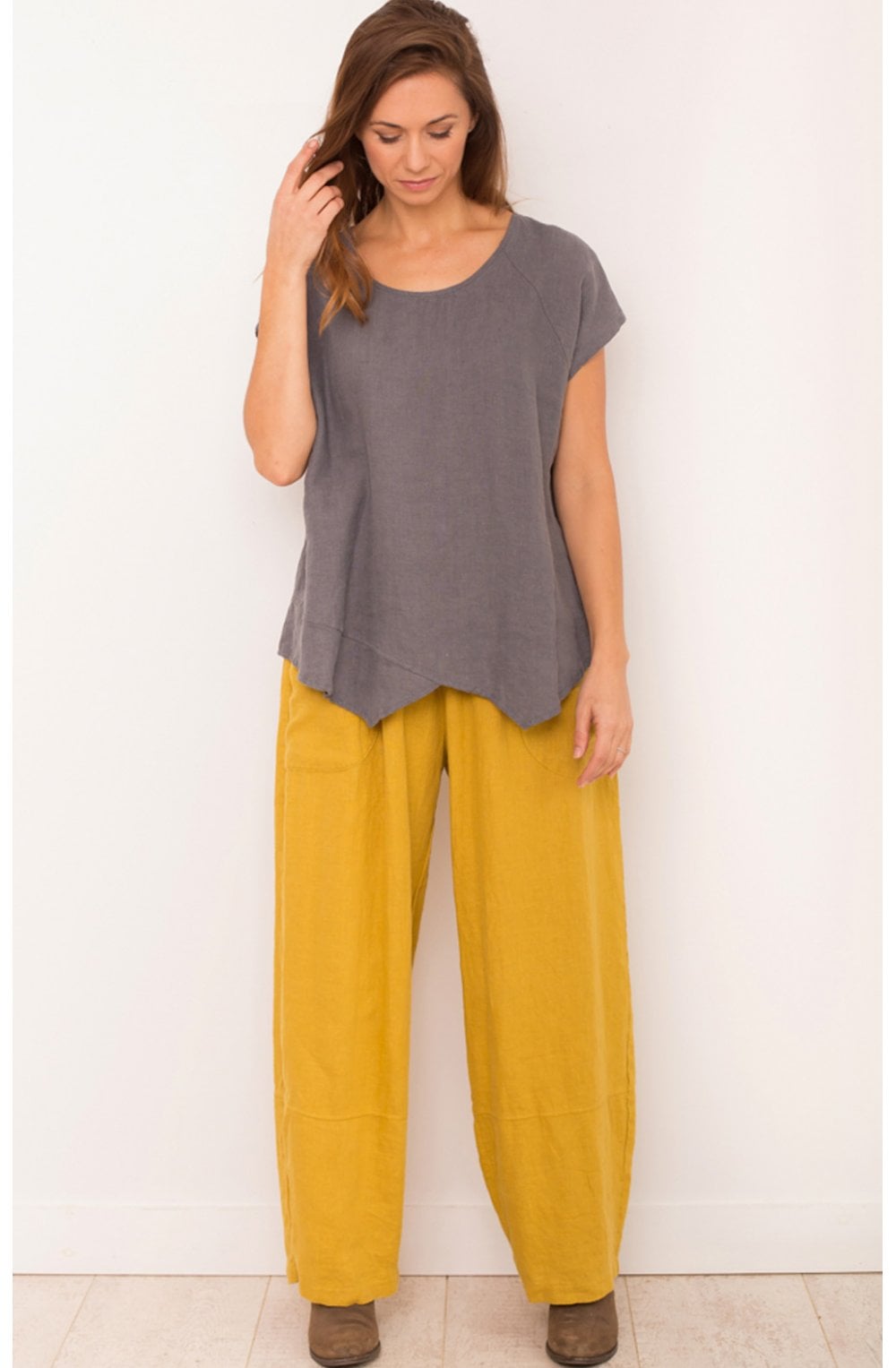 Grey Linen Top