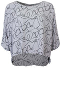 Grey Swirl Print Top