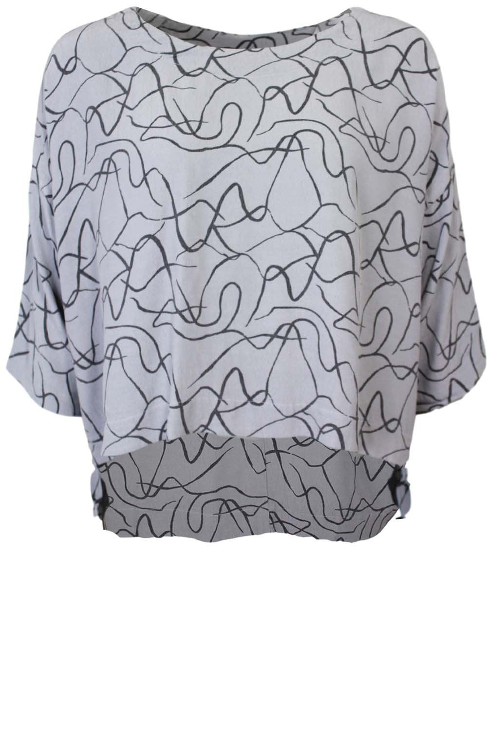 Grey Swirl Print Top
