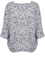 Grey Swirl Print Top