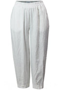 Off White Linen Ankle Length Trousers