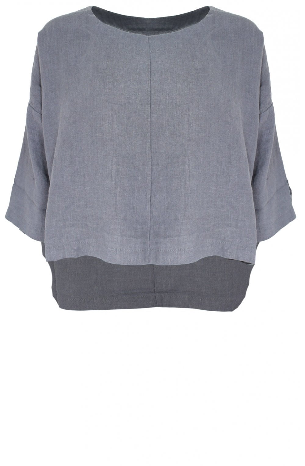 Short Grey Linen Top