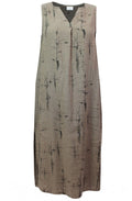 Tree Design Sleeveless Linen Dress