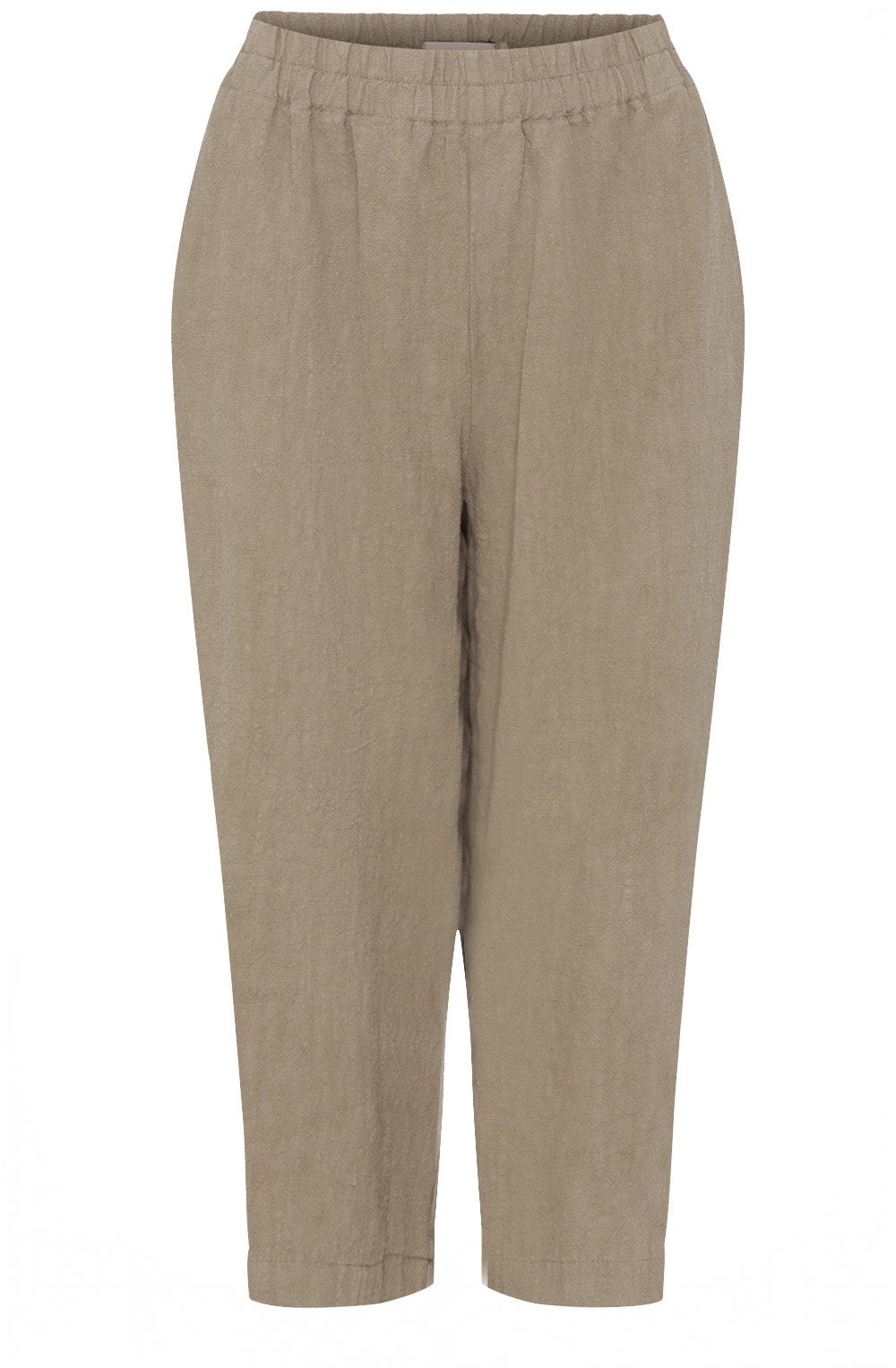 Wet Sand Tapered Ankle Length Linen Trousers