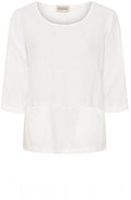 White Hidden Pockets Linen Top