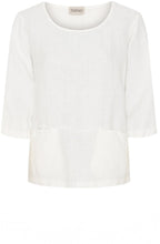 White Hidden Pockets Linen Top
