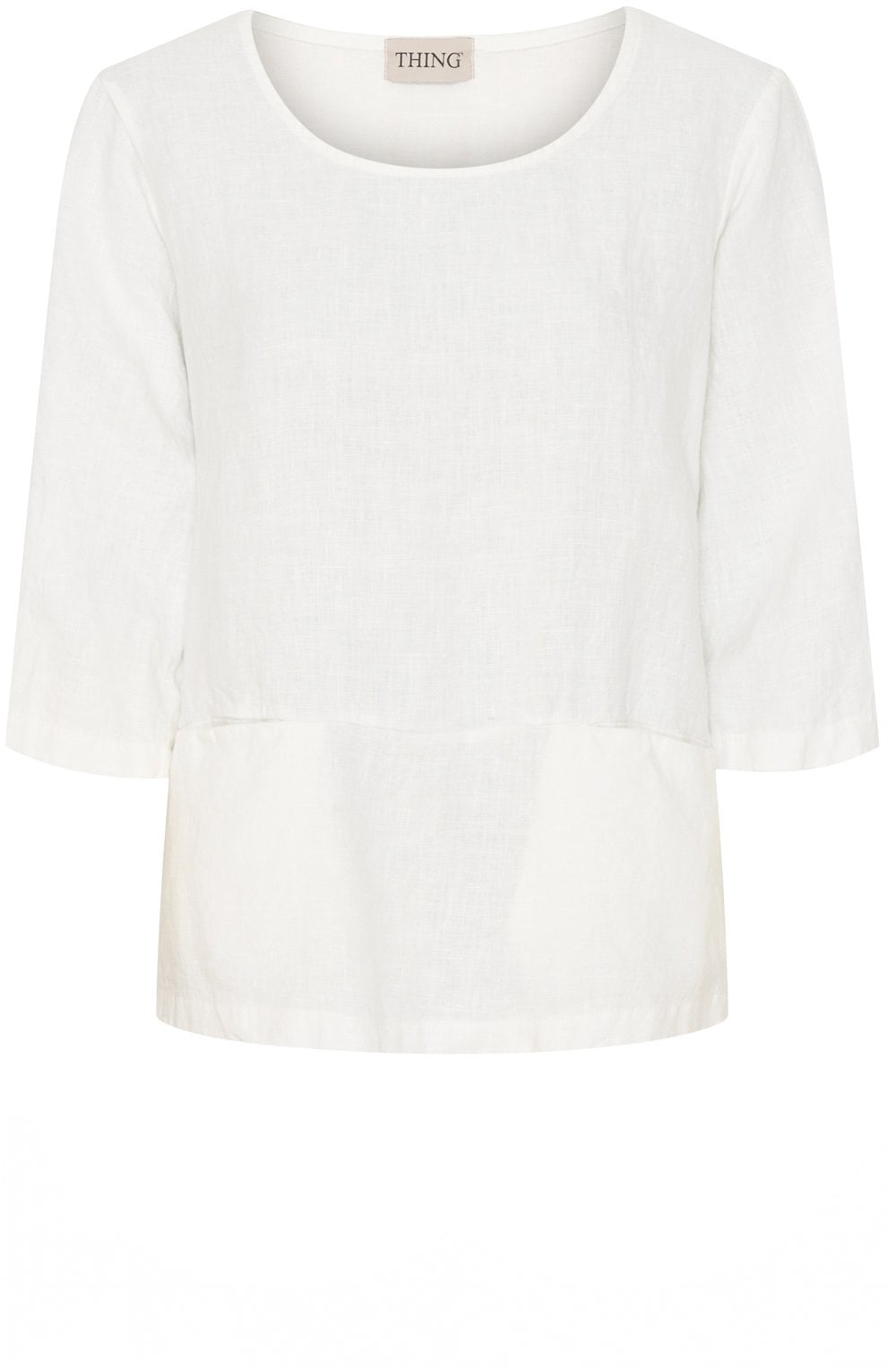 White Hidden Pockets Linen Top