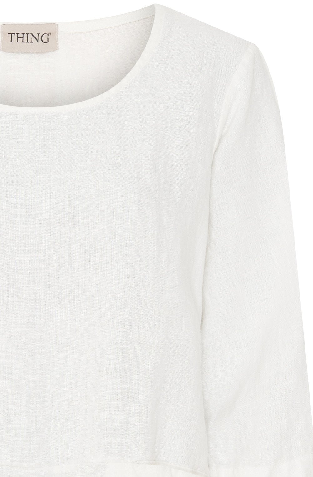 White Hidden Pockets Linen Top