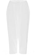 White Tapered Ankle Length Linen Trousers