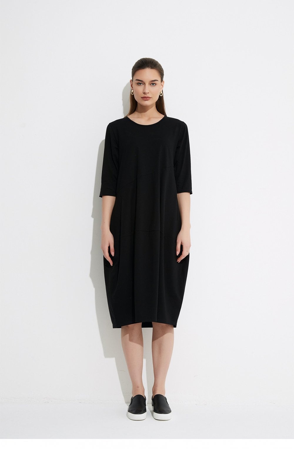Black Mid Length Pocket Dress