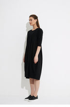 Black Mid Length Pocket Dress
