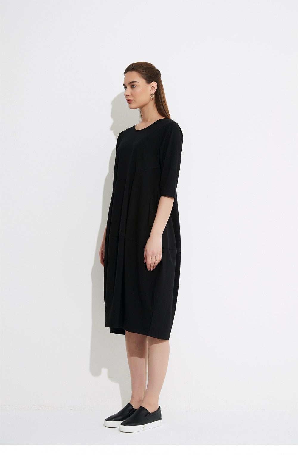 Black Mid Length Pocket Dress