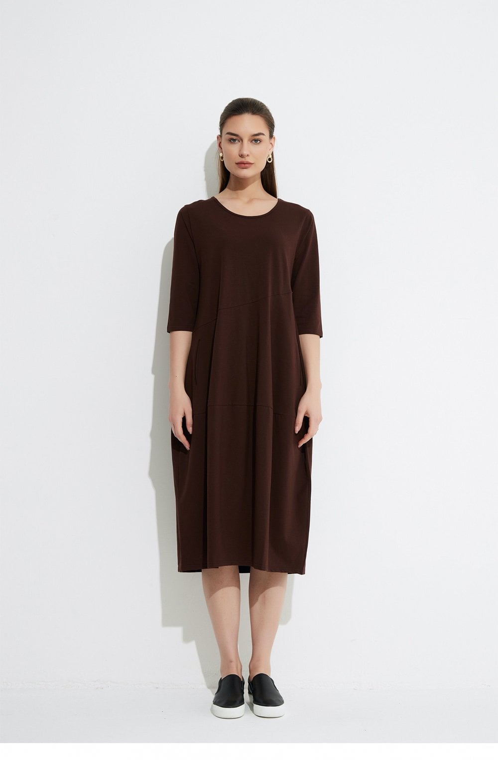 Chocolate Mid Length Pocket Dress