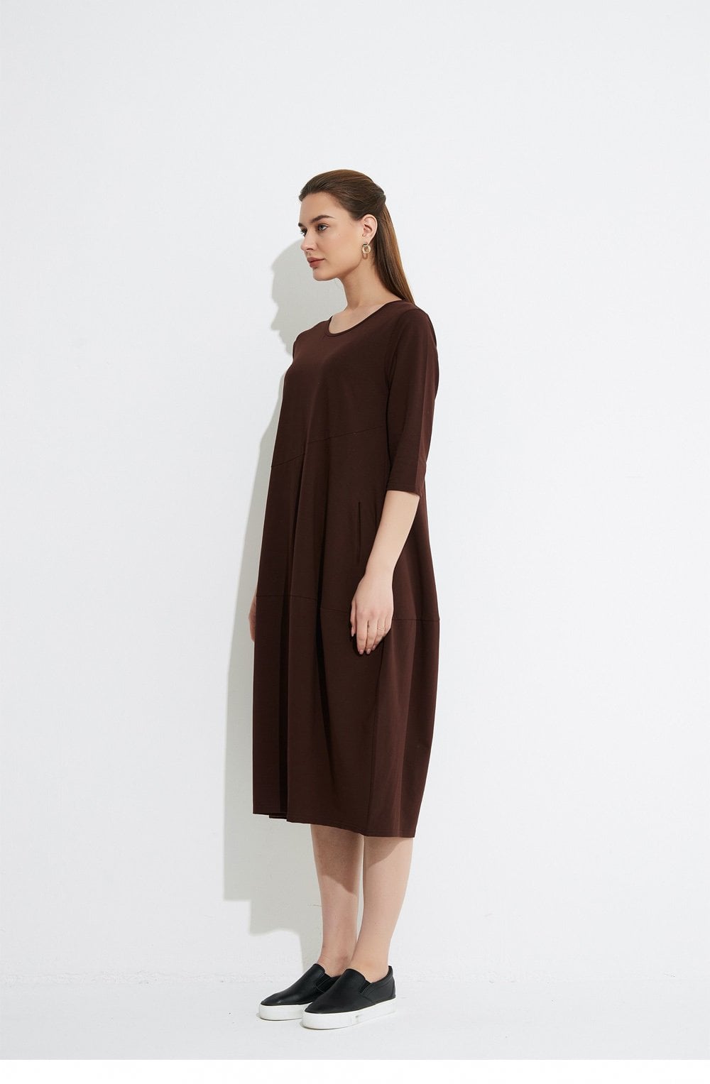 Chocolate Mid Length Pocket Dress