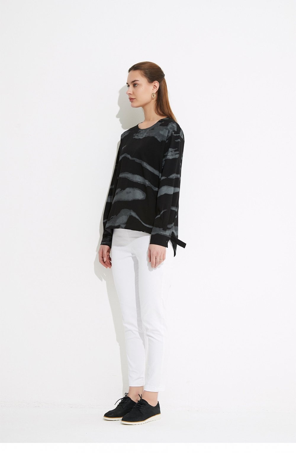Fluid Black and Grey Blouse