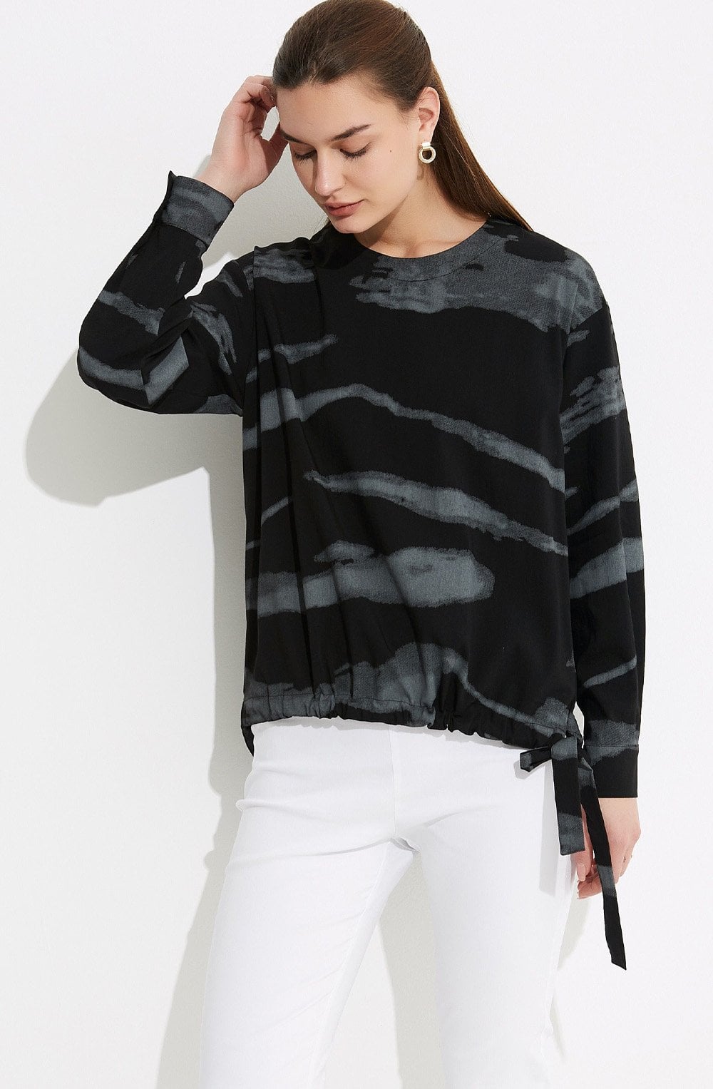 Fluid Black and Grey Blouse