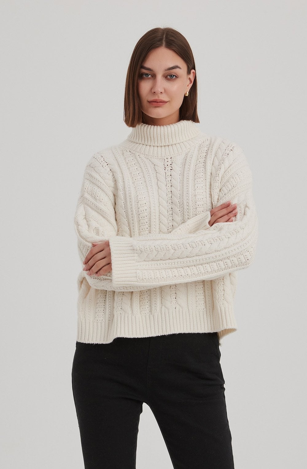 Ivory Chunky Cable Knit Oversized Jumper