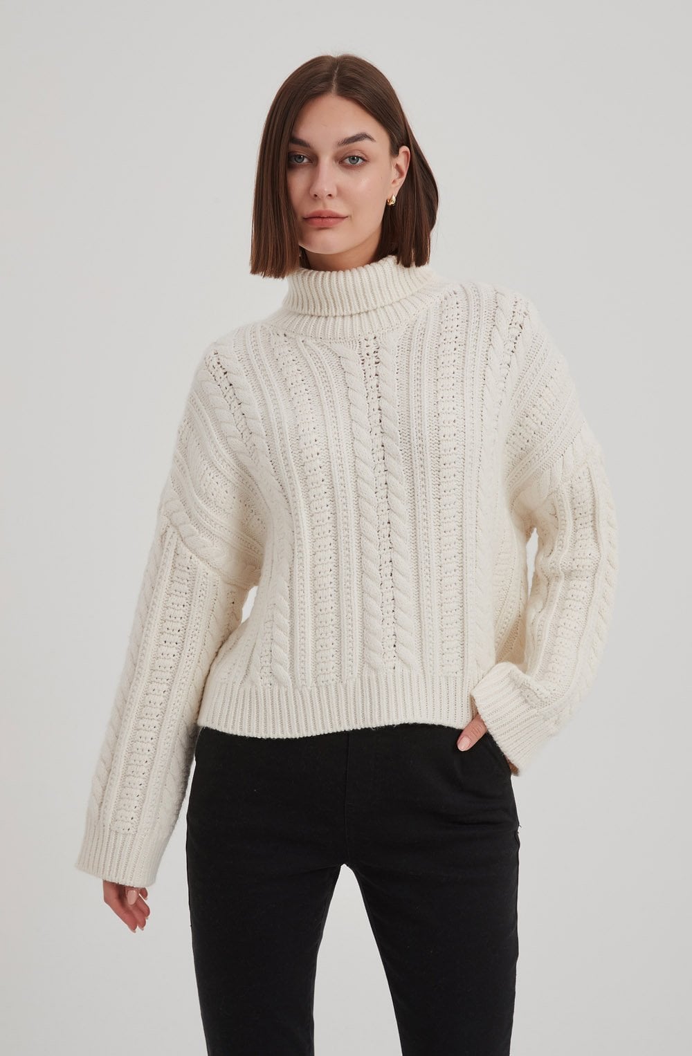 Ivory Chunky Cable Knit Oversized Jumper