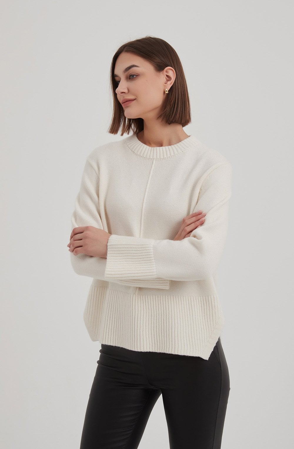 Ivory Deep Side Split Jumper