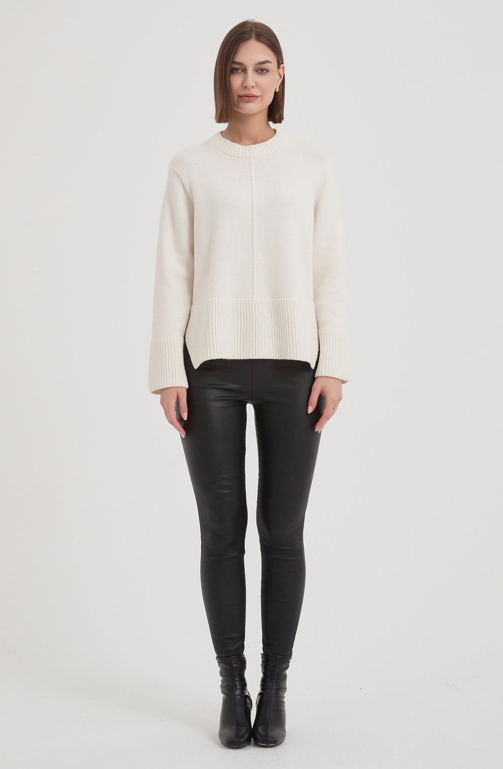 Ivory Deep Side Split Jumper