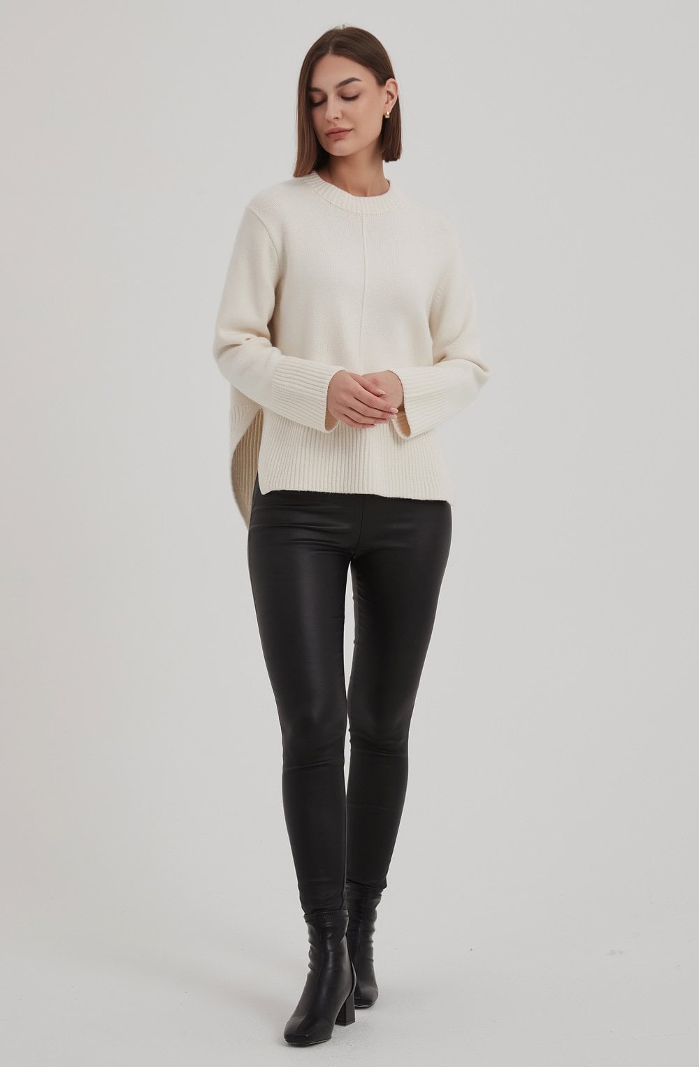 Ivory Deep Side Split Jumper