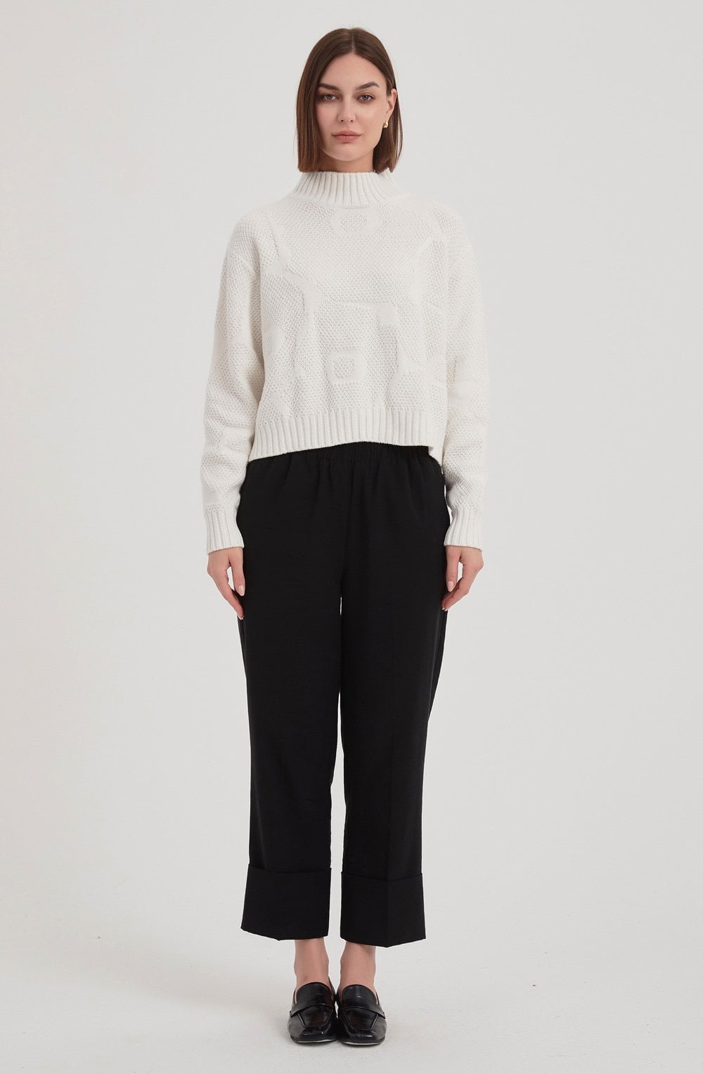 Ivory Floral Jacquard Knit Jumper