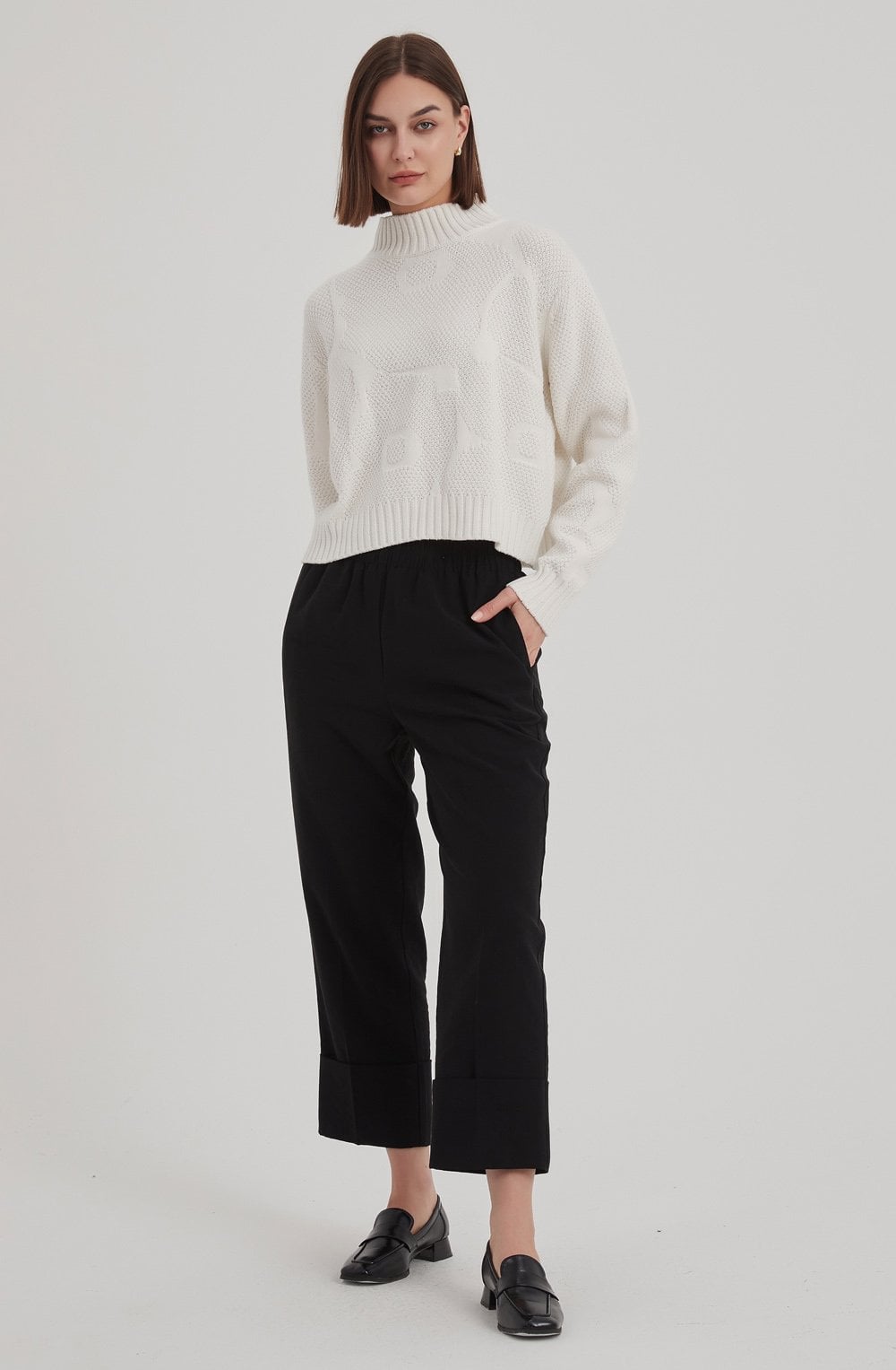 Ivory Floral Jacquard Knit Jumper