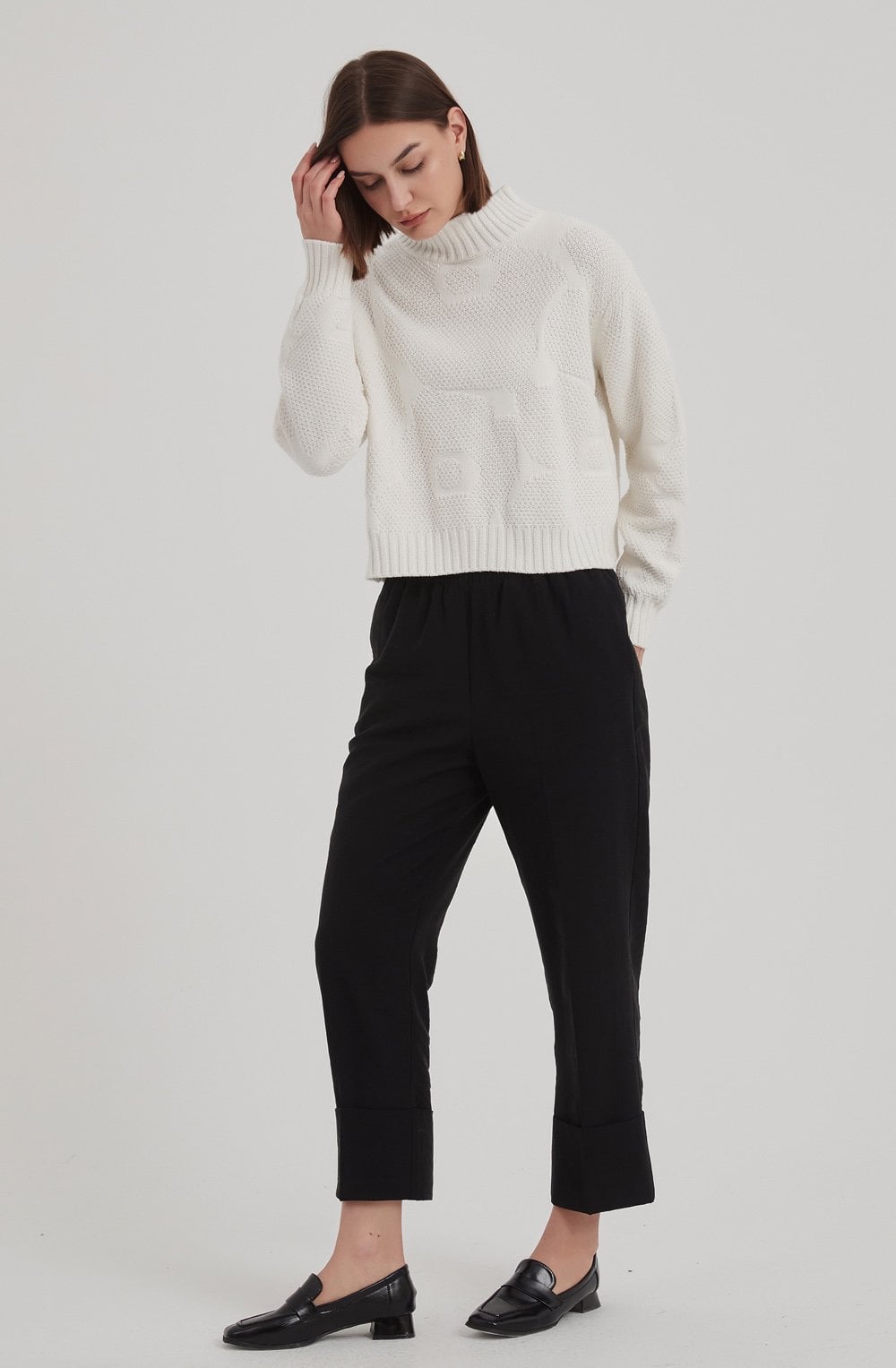 Ivory Floral Jacquard Knit Jumper
