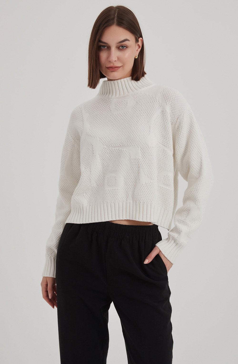 Ivory Floral Jacquard Knit Jumper