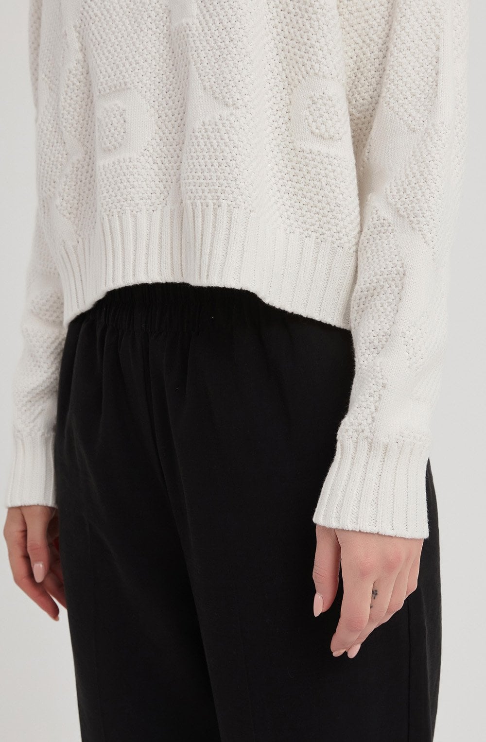 Ivory Floral Jacquard Knit Jumper