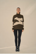 Khaki and Cream Pattern Jumper